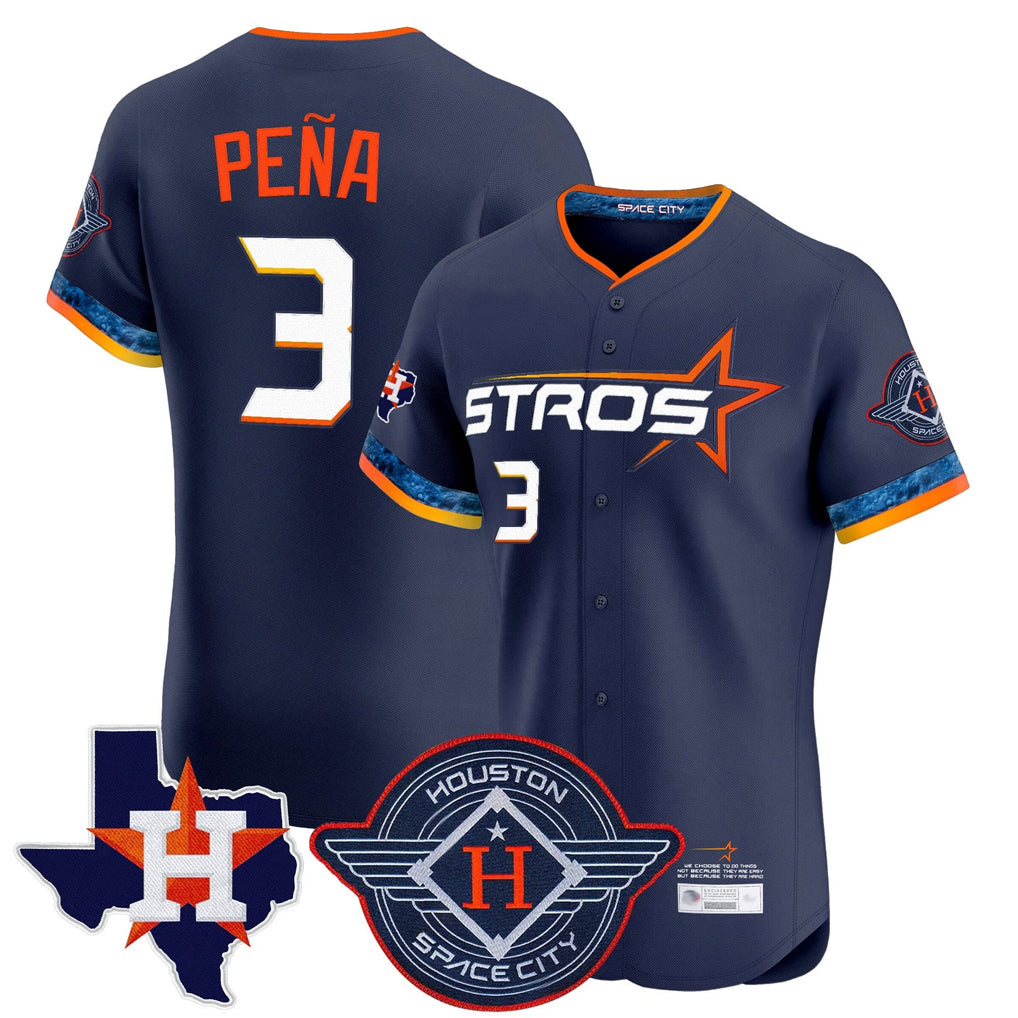 Johmsee H.Astros #3 Jeremy Pe?a Player Navy City Connect Texas Patch Vapor Premier Limited Elite Home Stitched Jerseys