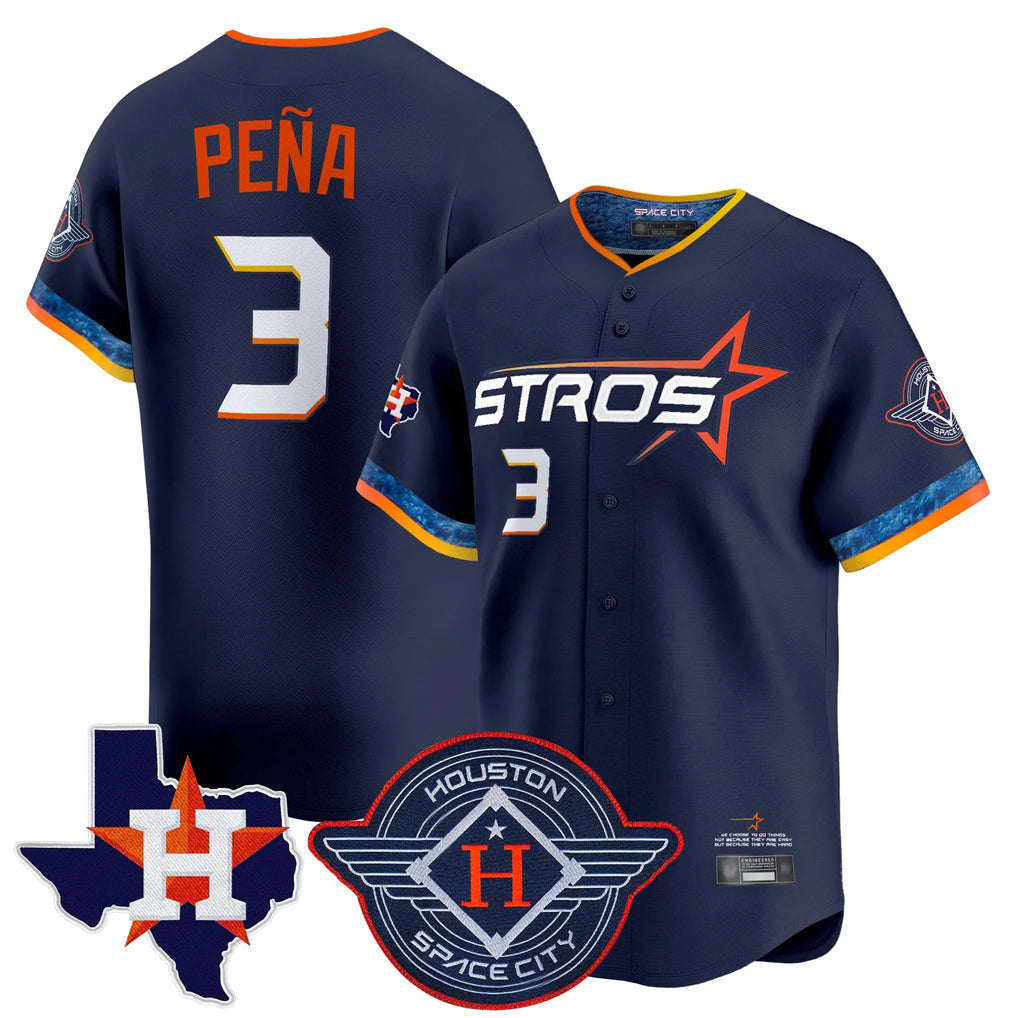 Johmsee H.Astros #3 Jeremy Pe?a Player Navy City Connect Texas Patch Vapor Premier Limited Home Stitched Jerseys