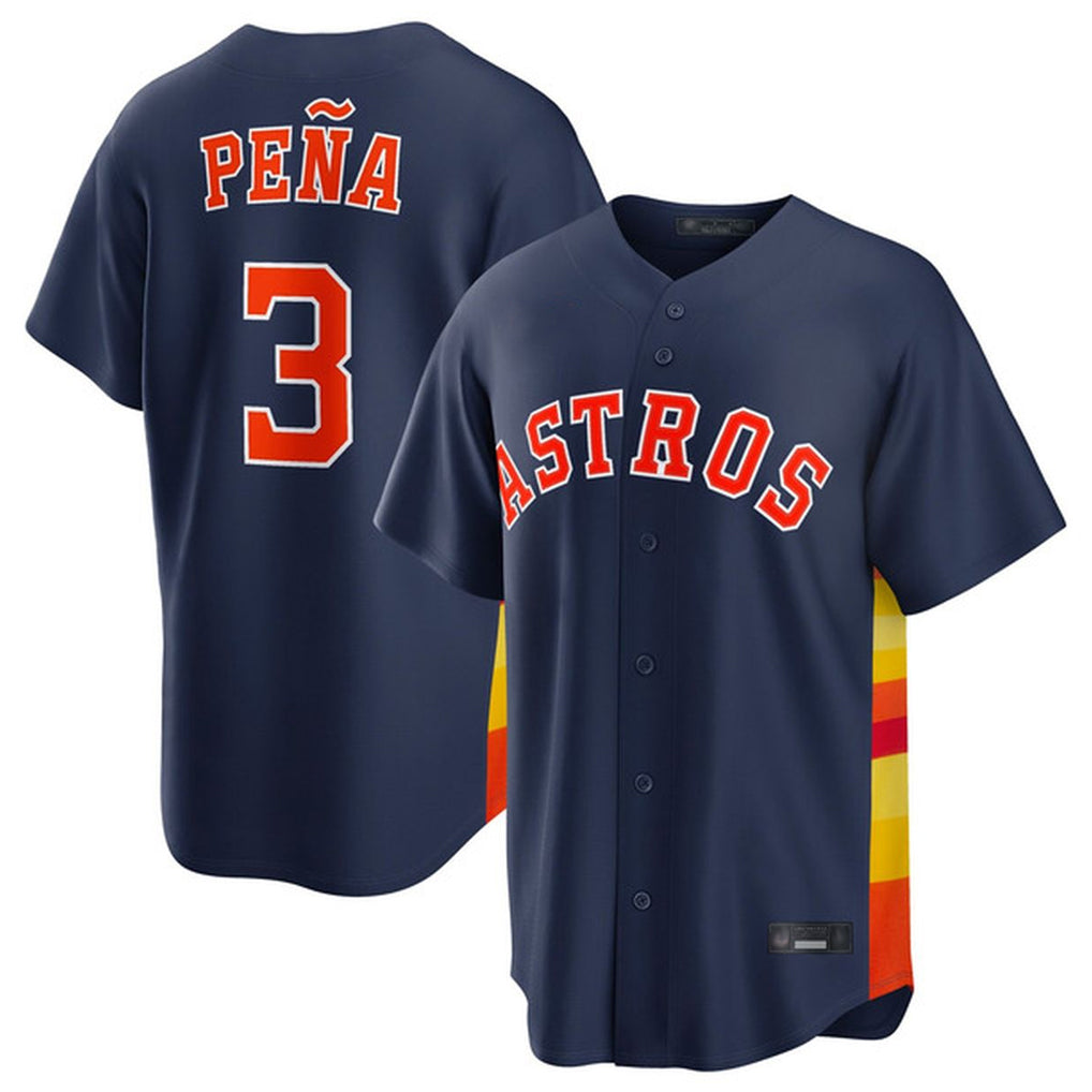 Johmsee H.Astros #3 Jeremy Pe?a Player Navy Home Game Stitched Jerseys