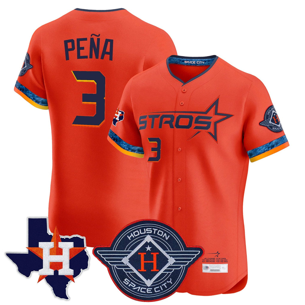 Johmsee H.Astros #3 Jeremy Pe?a Player Orange City Connect Texas Patch Vapor Premier Limited Elite Home Stitched Jerseys