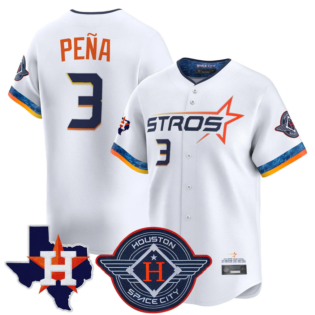 Johmsee H.Astros #3 Jeremy Pe?a Player White City Connect Texas Patch Vapor Premier Limited Home Stitched Jerseys