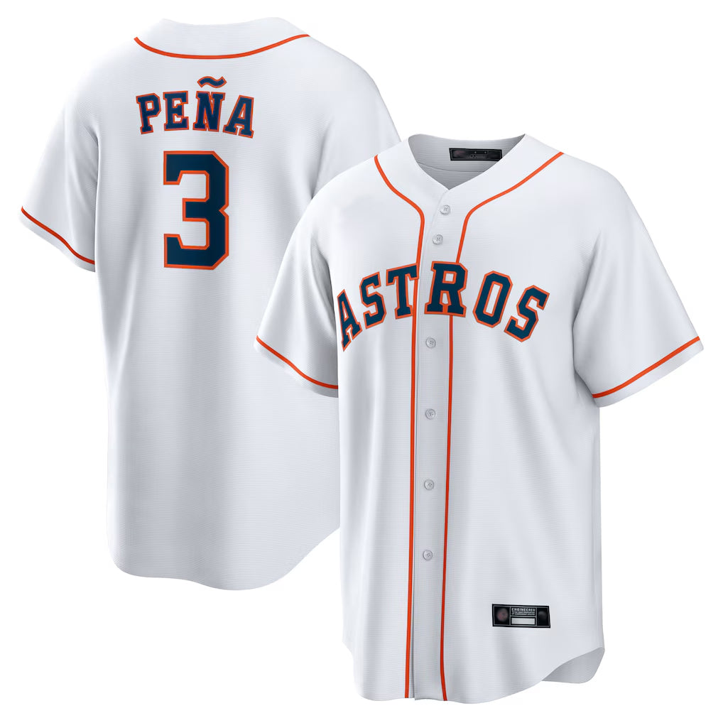 Johmsee H.Astros #3 Jeremy Pe?a Player White Home Game Stitched Jerseys