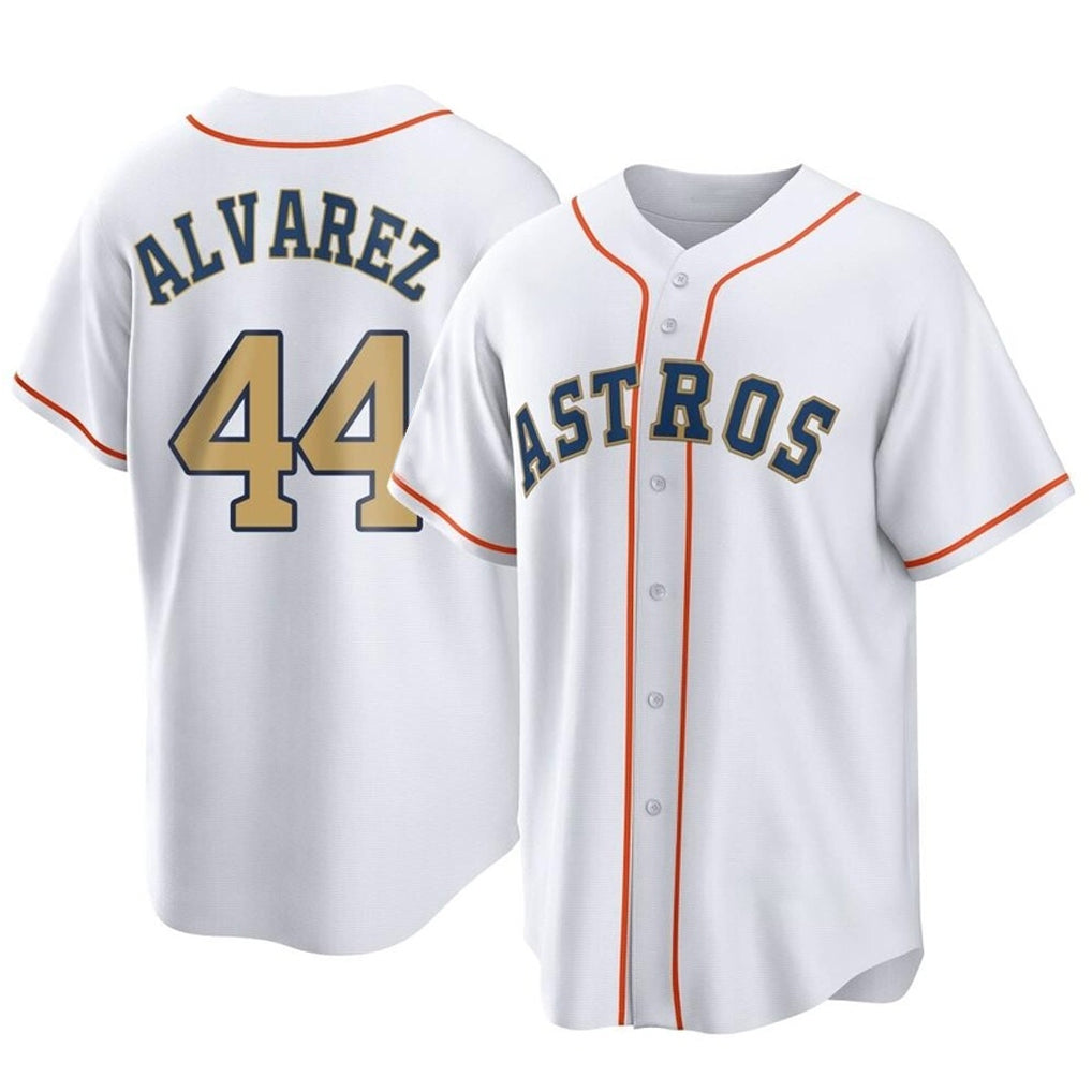 Johmsee H.Astros #44 Yordan Alvarez Player Gold Collection Game Home Stitched Jerseys