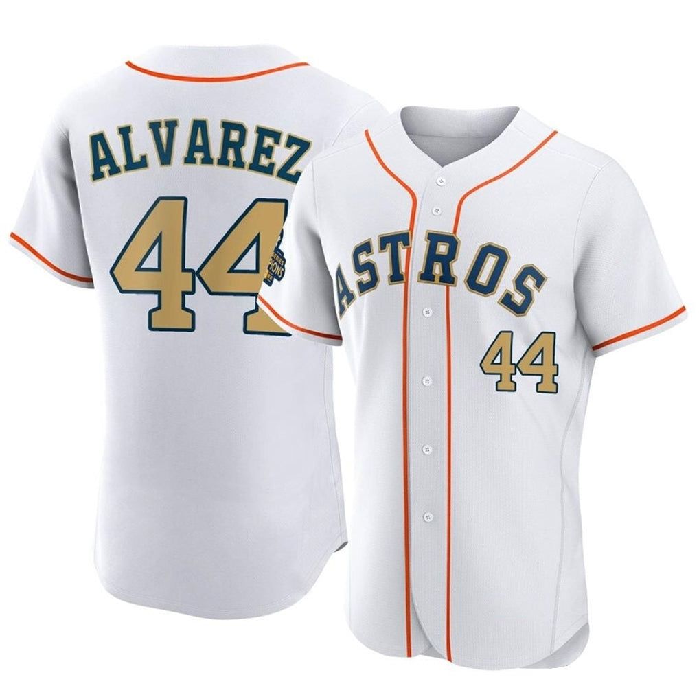 Johmsee H.Astros #44 Yordan Alvarez Player Gold Collection Limited Elite Home Stitched Jerseys