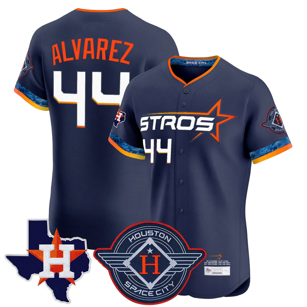 Johmsee H.Astros #44 Yordan Alvarez Player Navy City Connect Texas Patch Vapor Premier Limited Elite Home Stitched Jerseys