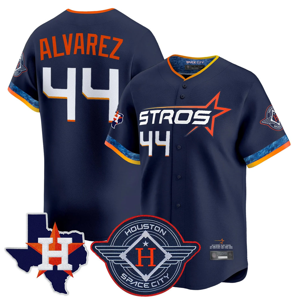 Johmsee H.Astros #44 Yordan Alvarez Player Navy City Connect Texas Patch Vapor Premier Limited Home Stitched Jerseys