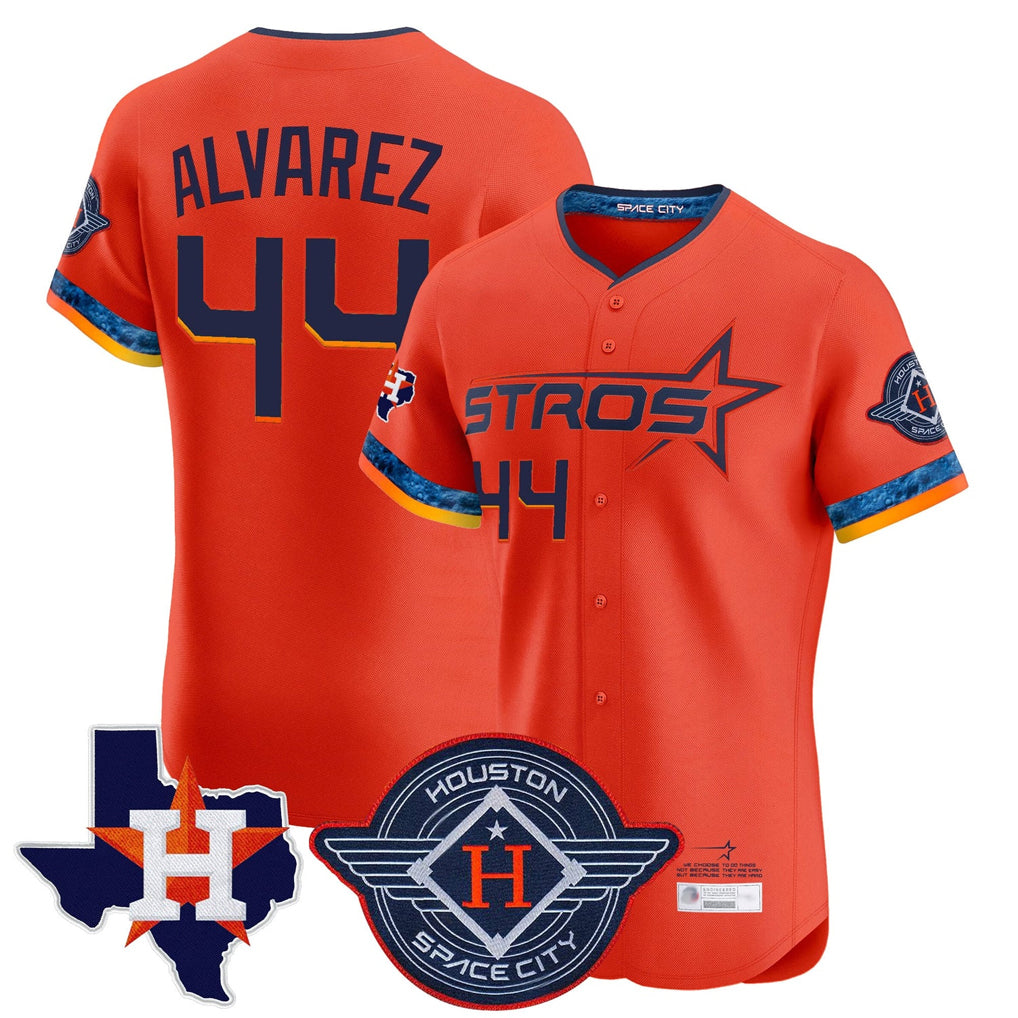Johmsee H.Astros #44 Yordan Alvarez Player Orange City Connect Texas Patch Vapor Premier Limited Elite Home Stitched Jerseys