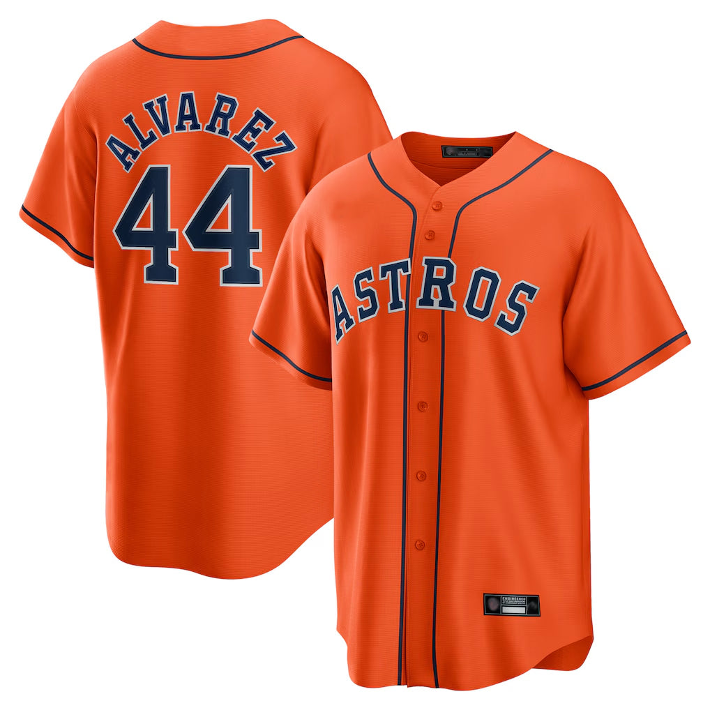 Johmsee H.Astros #44 Yordan Alvarez Player Orange Home Game Stitched Jerseys