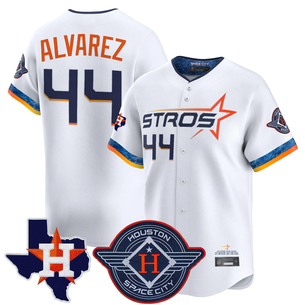 Johmsee H.Astros #44 Yordan Alvarez Player White City Connect Texas Patch Vapor Premier Limited Home Stitched Jerseys