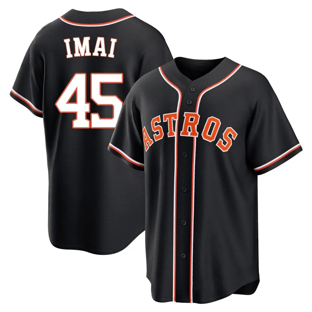 Johmsee H.Astros #45 Tatsuya Imai Player Black Fashion Out Home Game Stitched Jerseys