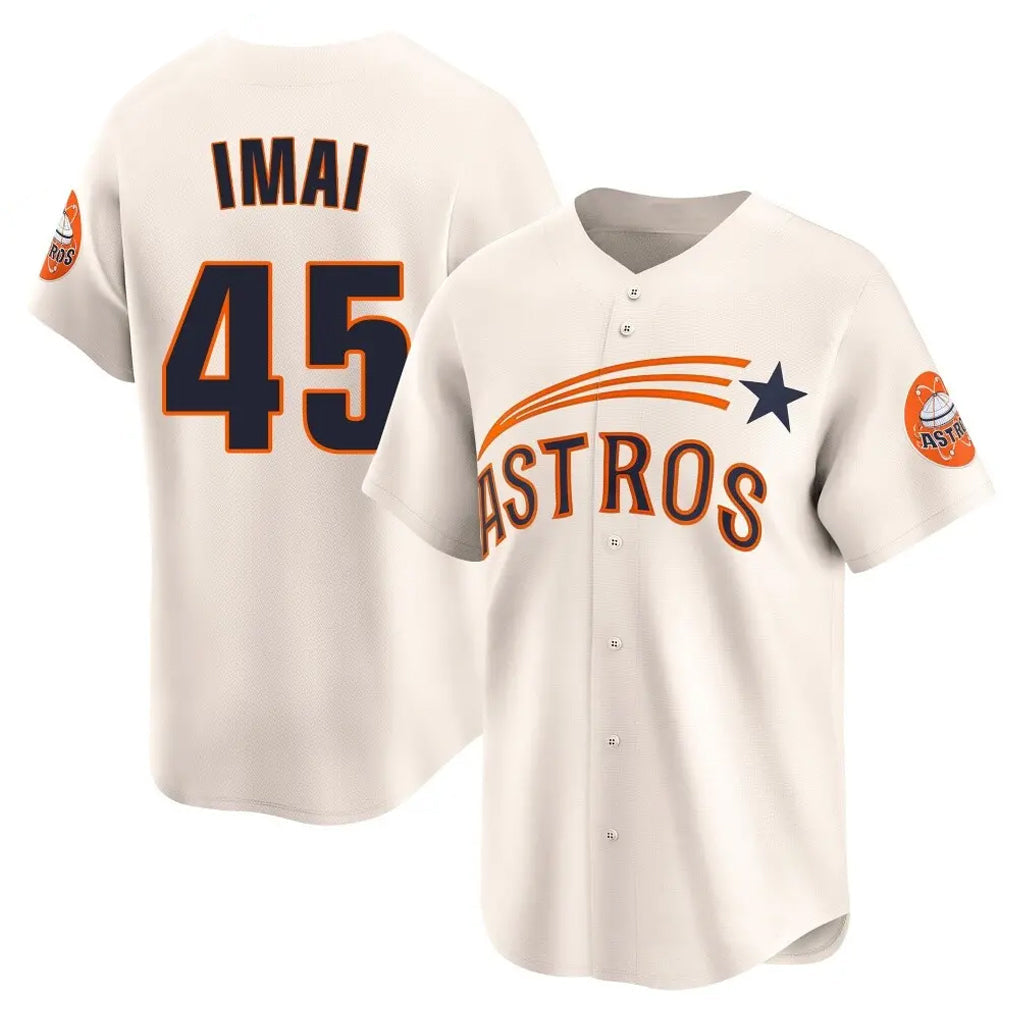 Johmsee H.Astros #45 Tatsuya Imai Player Cream Throwback Cooperstown Collection Limited Stitched Jerseys