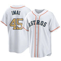 Johmsee H.Astros #45 Tatsuya Imai Player Gold Collection Game Home Stitched Jerseys