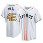 Johmsee H.Astros #45 Tatsuya Imai Player Gold Collection Game Home Stitched Jerseys