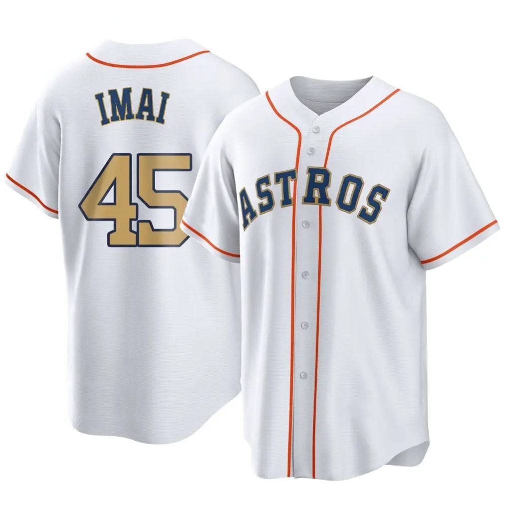 Johmsee H.Astros #45 Tatsuya Imai Player Gold Collection Game Home Stitched Jerseys