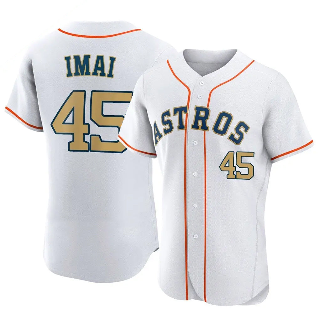 Johmsee H.Astros #45 Tatsuya Imai Player Gold Collection Limited Elite Home Stitched Jerseys