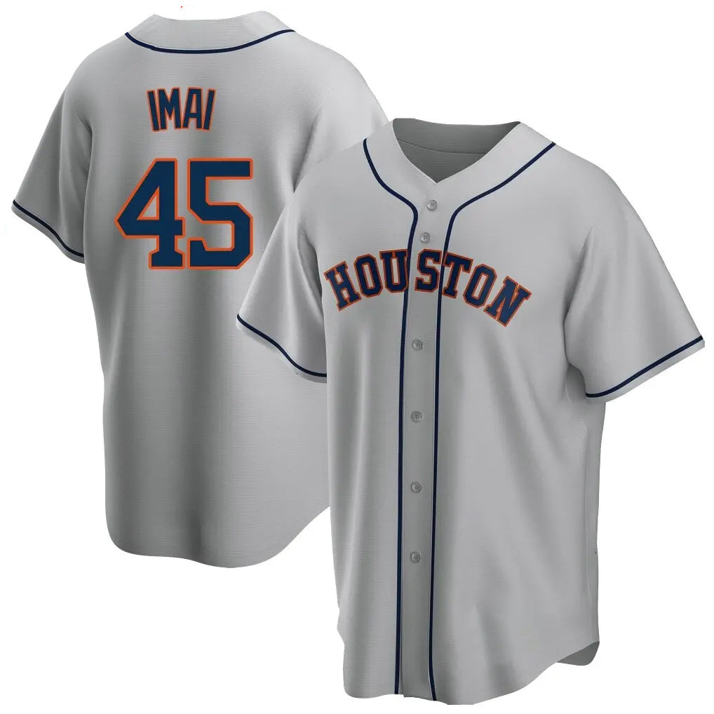 Johmsee H.Astros #45 Tatsuya Imai Player Gray Home Game Stitched Jerseys