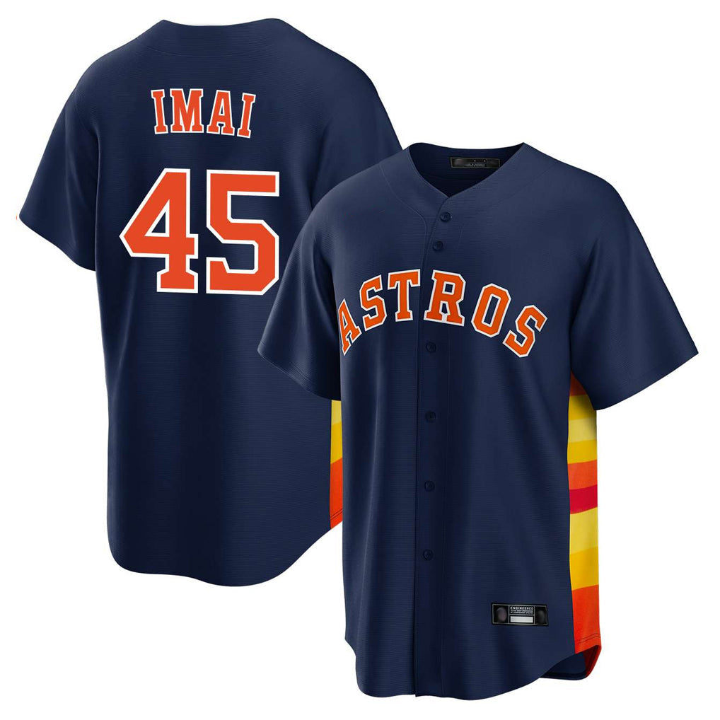 Johmsee H.Astros #45 Tatsuya Imai Player Navy Home Game Stitched Jerseys