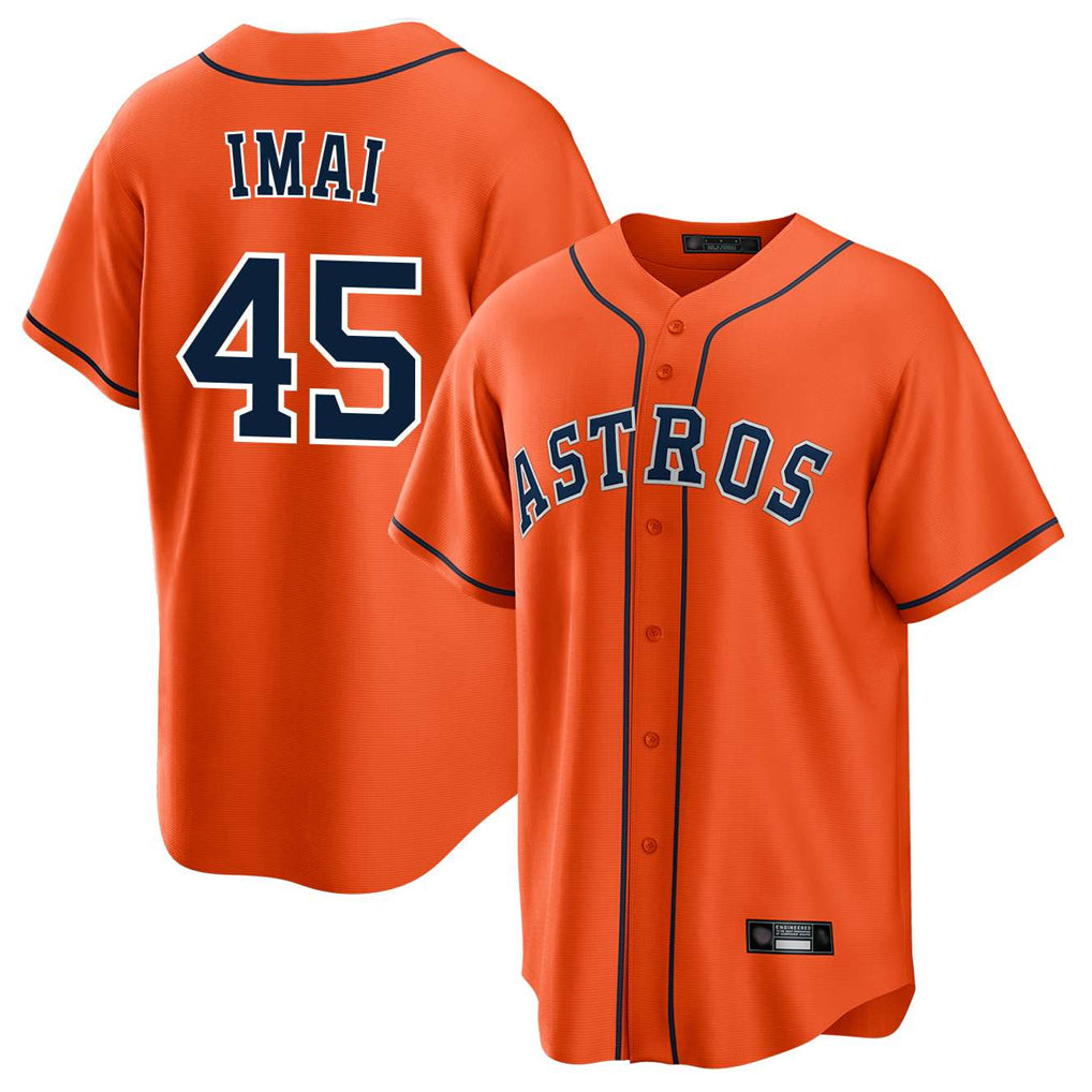 Johmsee H.Astros #45 Tatsuya Imai Player Orange Home Game Stitched Jerseys