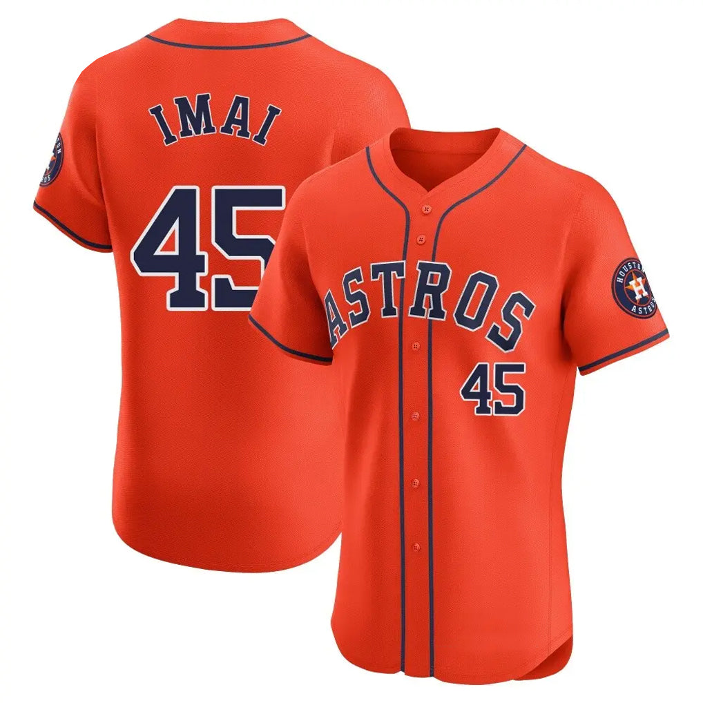 Johmsee H.Astros #45 Tatsuya Imai Player Orange Home Limited Elite Stitched Jerseys