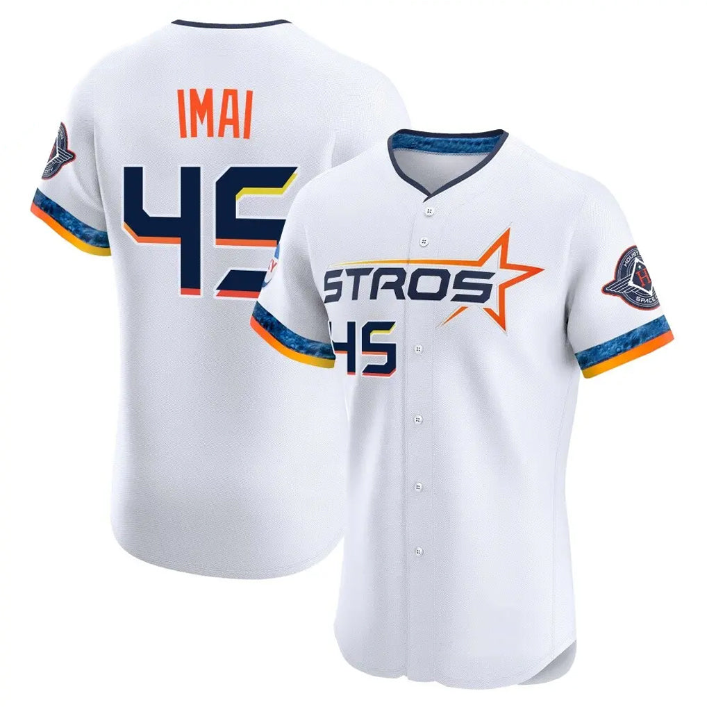 Johmsee H.Astros #45 Tatsuya Imai Player White City Connect Limited Elite Home Stitched Jerseys