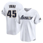 Johmsee H.Astros #45 Tatsuya Imai Player White Throwback Cooperstown Collection Limited Stitched Jerseys