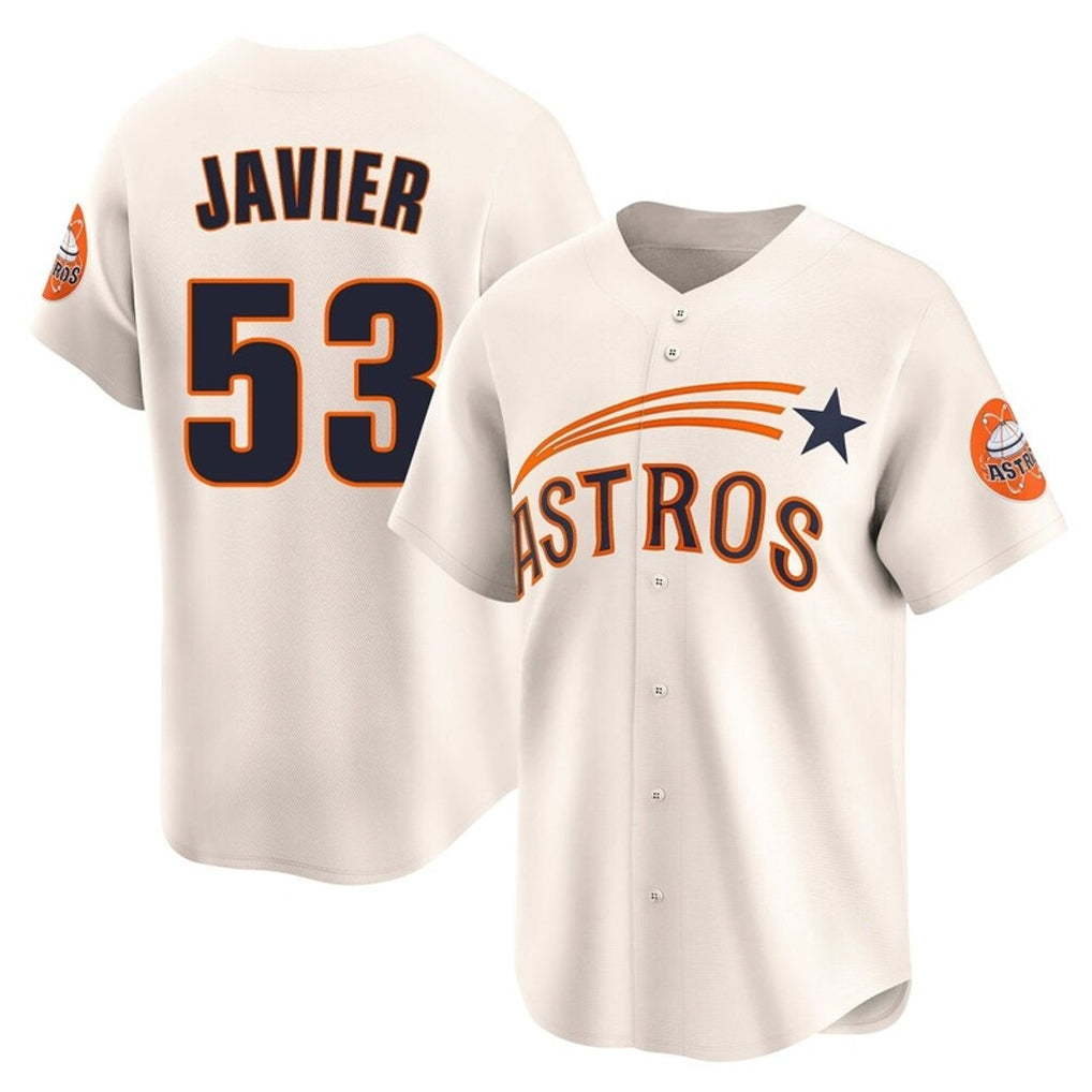 Johmsee H.Astros #53 Cristian Javier Player Cream Throwback Cooperstown Collection Limited Stitched Jerseys
