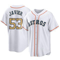 Johmsee H.Astros #53 Cristian Javier Player Gold Collection Game Home Stitched Jerseys