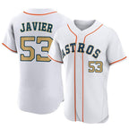 Johmsee H.Astros #53 Cristian Javier Player Gold Collection Limited Elite Home Stitched Jerseys