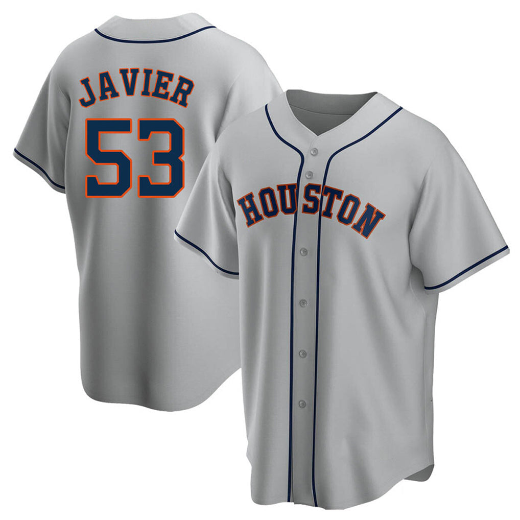 Johmsee H.Astros #53 Cristian Javier Player Gray Home Game Stitched Jerseys