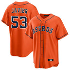 Johmsee H.Astros #53 Cristian Javier Player Orange Home Game Stitched Jerseys