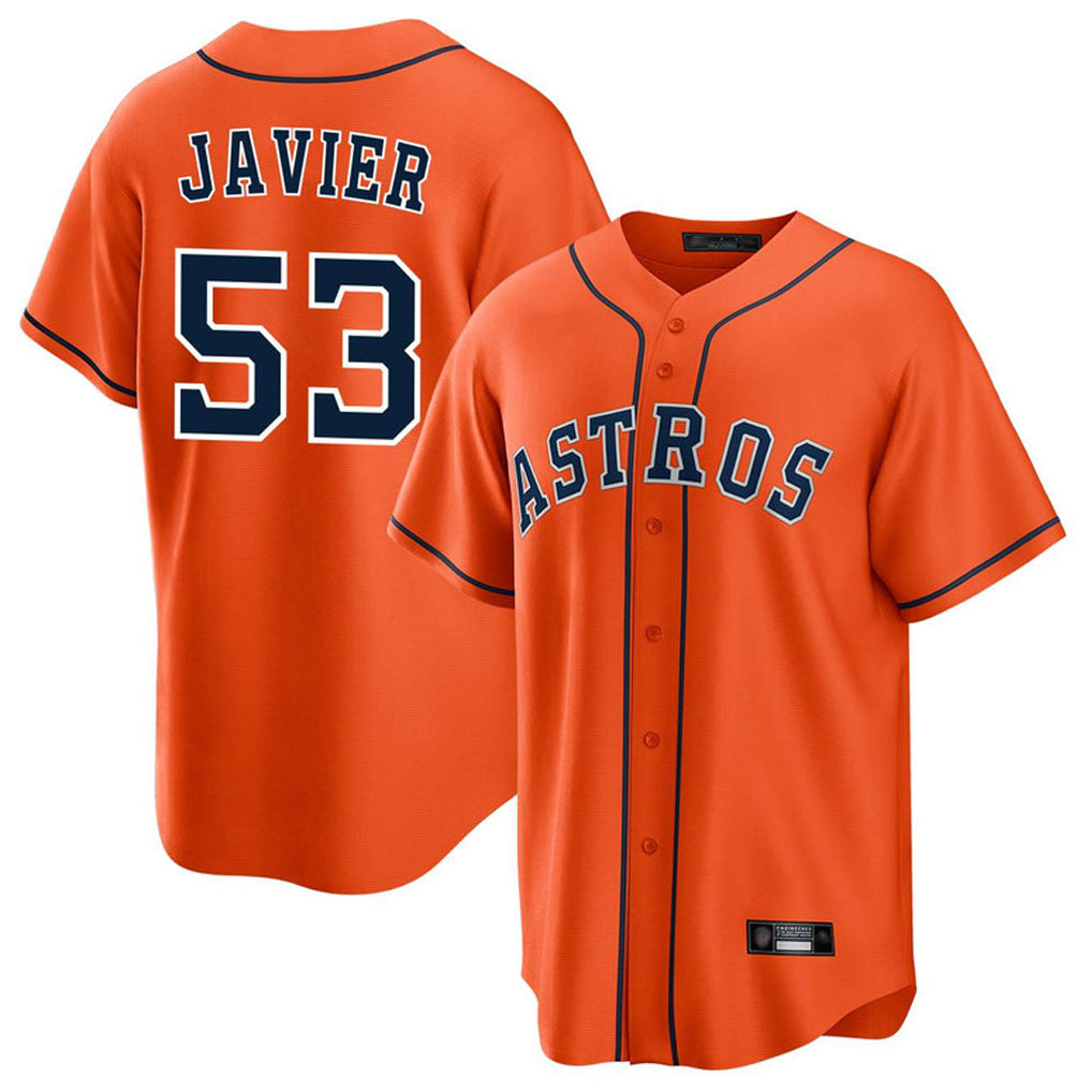 Johmsee H.Astros #53 Cristian Javier Player Orange Home Game Stitched Jerseys