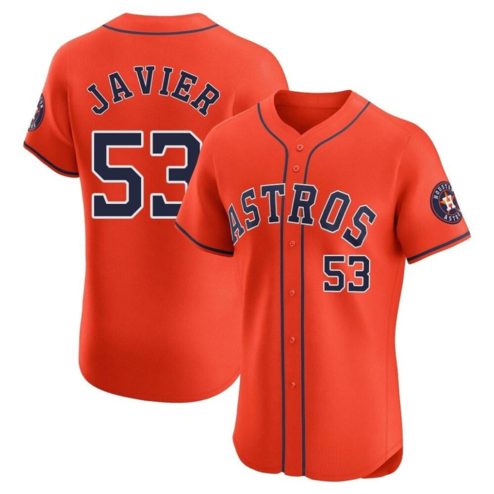Johmsee H.Astros #53 Cristian Javier Player Orange Home Limited Elite Stitched Jerseys