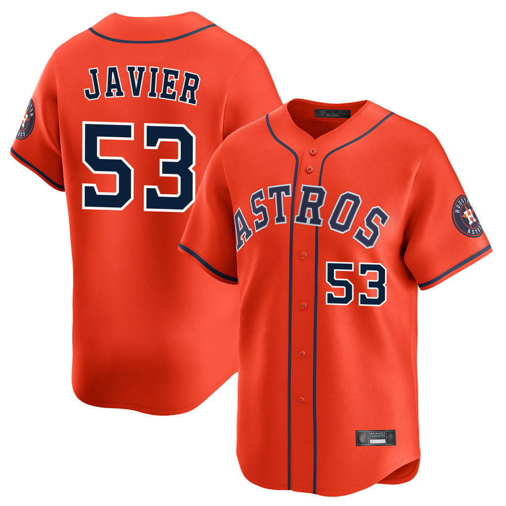 Johmsee H.Astros #53 Cristian Javier Player Orange Home Limited Stitched Jerseys