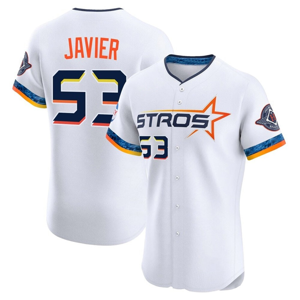 Johmsee H.Astros #53 Cristian Javier Player White City Connect Limited Elite Home Stitched Jerseys