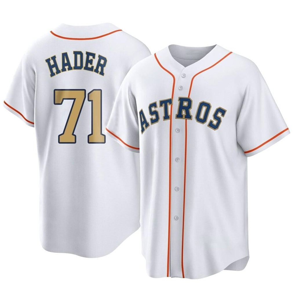 Johmsee H.Astros #71 Josh Hader Player Gold Collection Game Home Stitched Jerseys