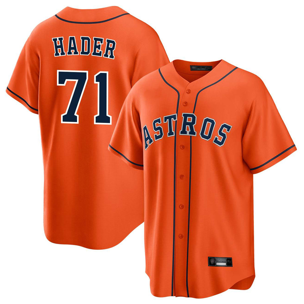 Johmsee H.Astros #71 Josh Hader Player Orange Home Game Stitched Jerseys