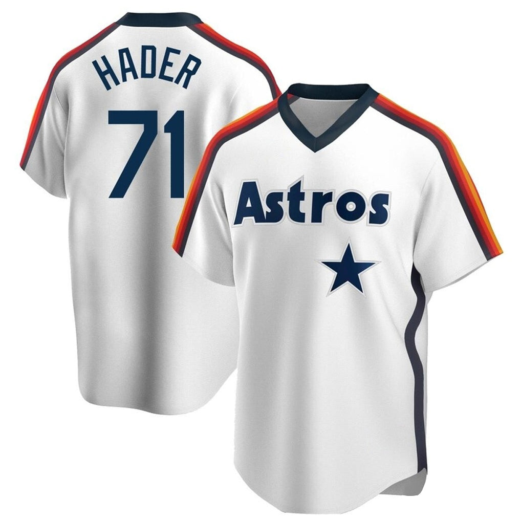 Johmsee H.Astros #71 Josh Hader Player White Cooperstown Collection T-shirt Stitched Jerseys
