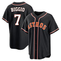 Johmsee H.Astros #7 Craig Biggio Player Black Fashion Out Home Game Stitched Jerseys