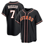 Johmsee H.Astros #7 Craig Biggio Player Black Fashion Out Home Game Stitched Jerseys