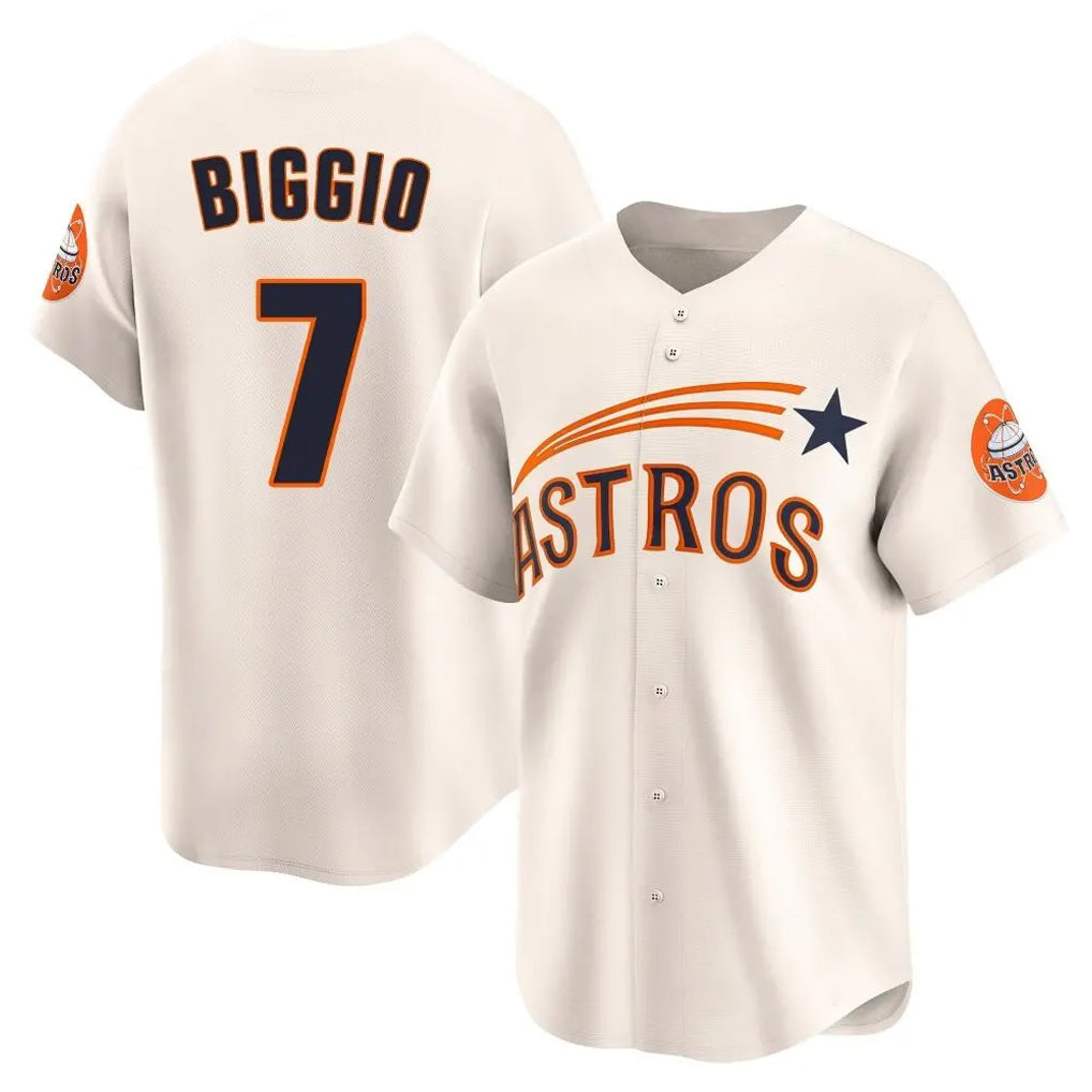 Johmsee H.Astros #7 Craig Biggio Player Cream Throwback Cooperstown Collection Limited Stitched Jerseys
