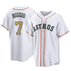 Johmsee H.Astros #7 Craig Biggio Player Gold Collection Game Home Stitched Jerseys