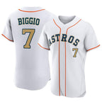 Johmsee H.Astros #7 Craig Biggio Player Gold Collection Limited Elite Home Stitched Jerseys