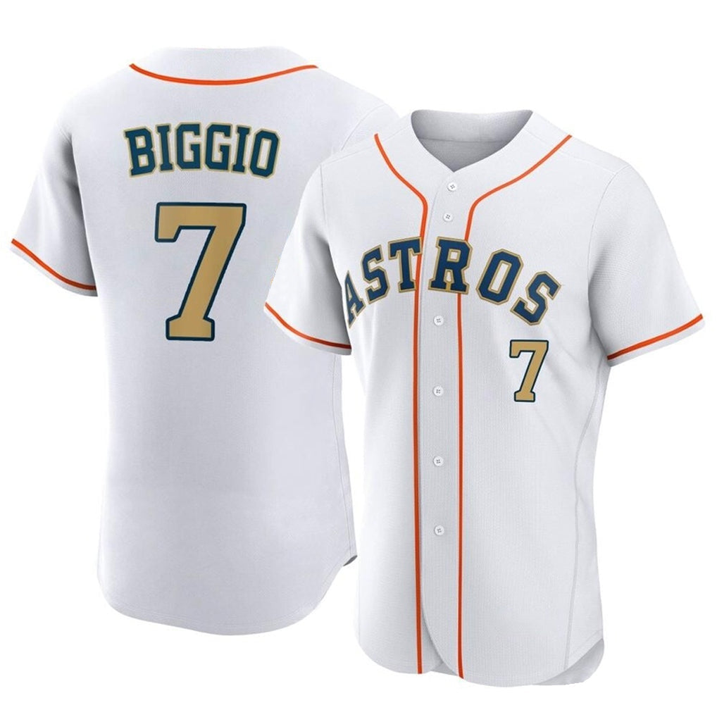 Johmsee H.Astros #7 Craig Biggio Player Gold Collection Limited Elite Home Stitched Jerseys