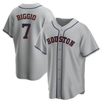 Johmsee H.Astros #7 Craig Biggio Player Gray Home Game Stitched Jerseys