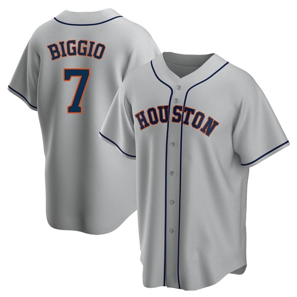 Johmsee H.Astros #7 Craig Biggio Player Gray Home Game Stitched Jerseys