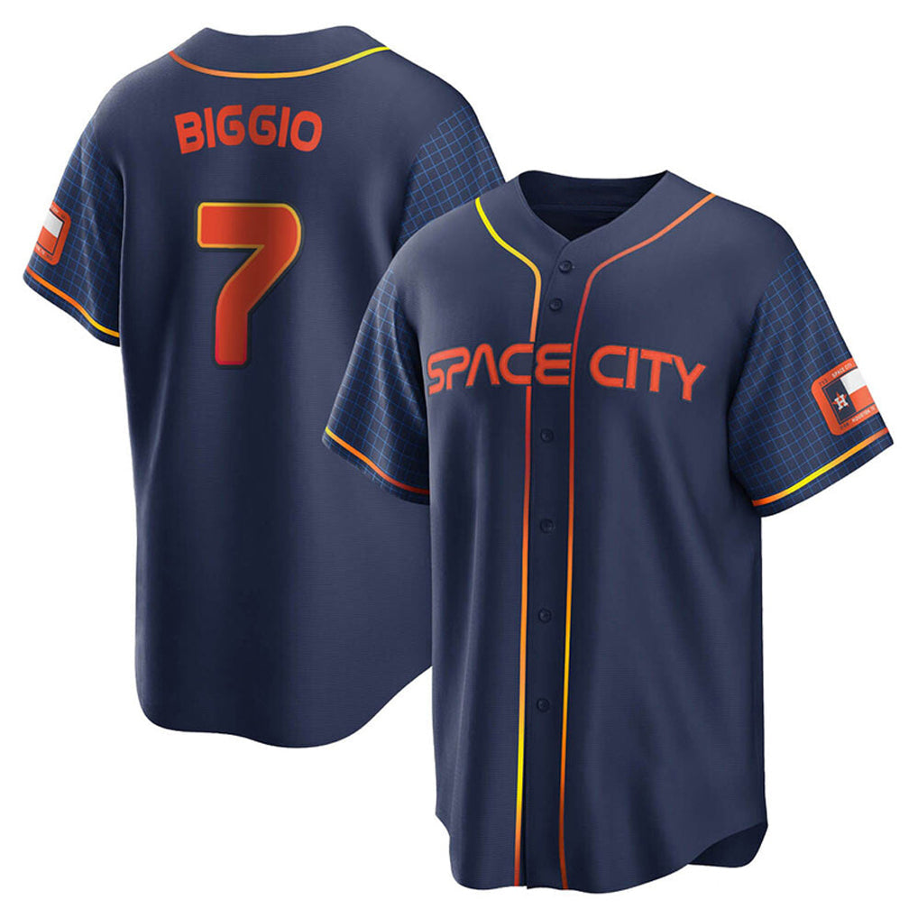 Johmsee H.Astros #7 Craig Biggio Player Navy City Connect Home Game Stitched Jerseys
