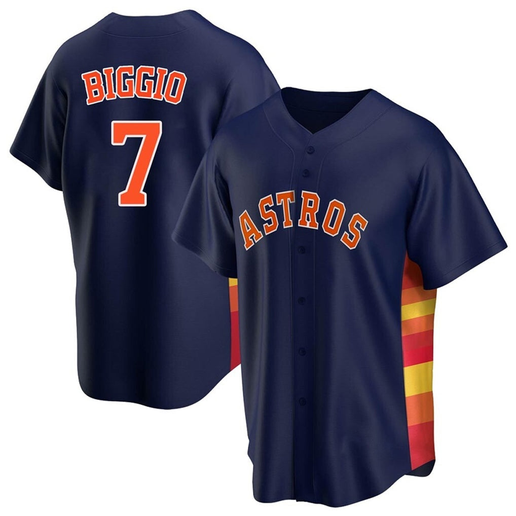 Johmsee H.Astros #7 Craig Biggio Player Navy Home Game Stitched Jerseys