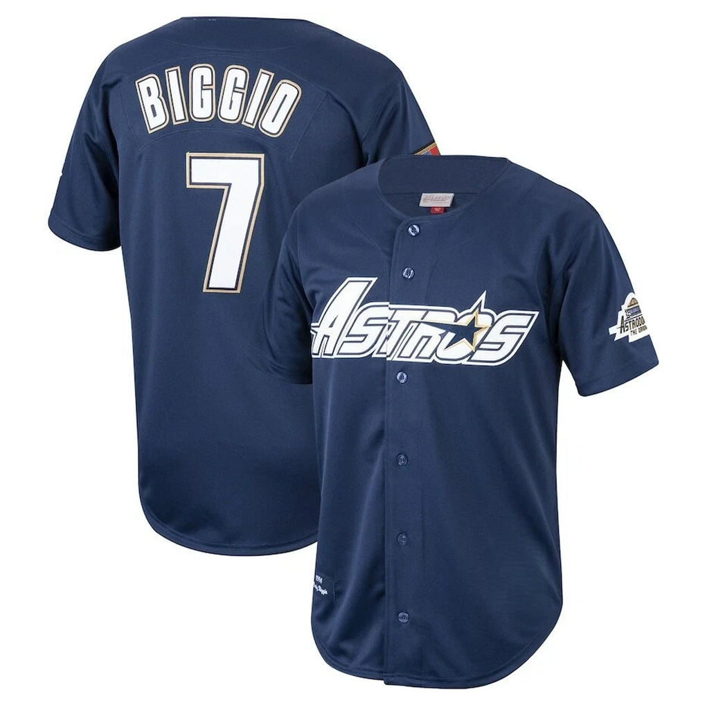 Johmsee H.Astros #7 Craig Biggio Player Navy Mitchell & Ness Cooperstown Collection 1994 Limited Stitched Jerseys
