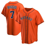 Johmsee H.Astros #7 Craig Biggio Player Orange Home Game Stitched Jerseys