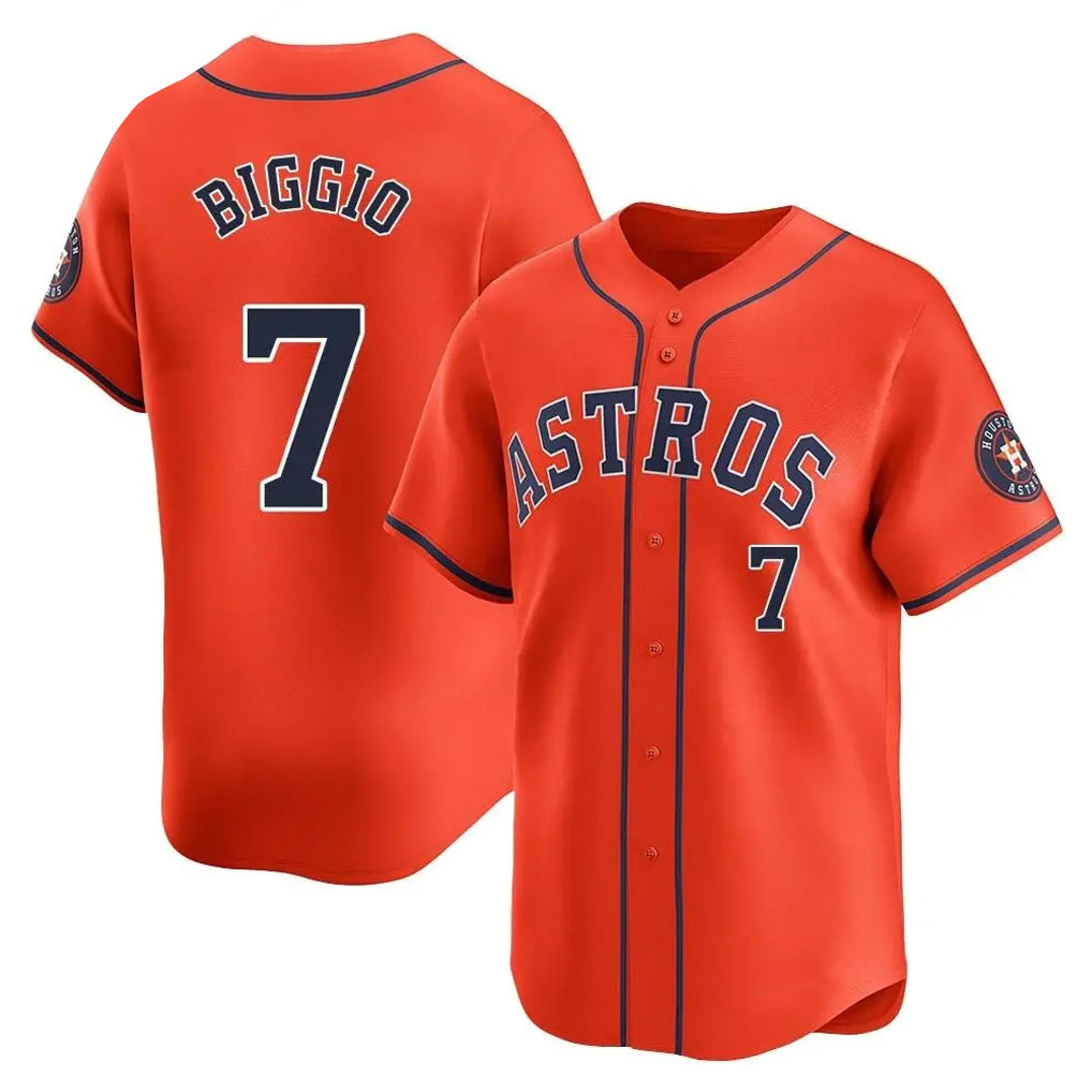 Johmsee H.Astros #7 Craig Biggio Player Orange Home Limited Stitched Jerseys